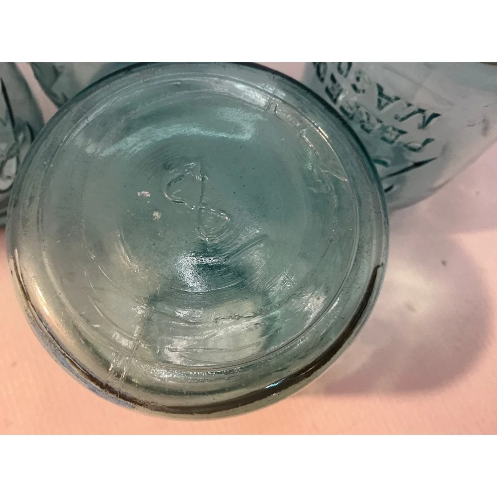Ball Vintage Mason Jars Set of 4 Aqua Blue Glass Perfect Mason Quart Farmhouse